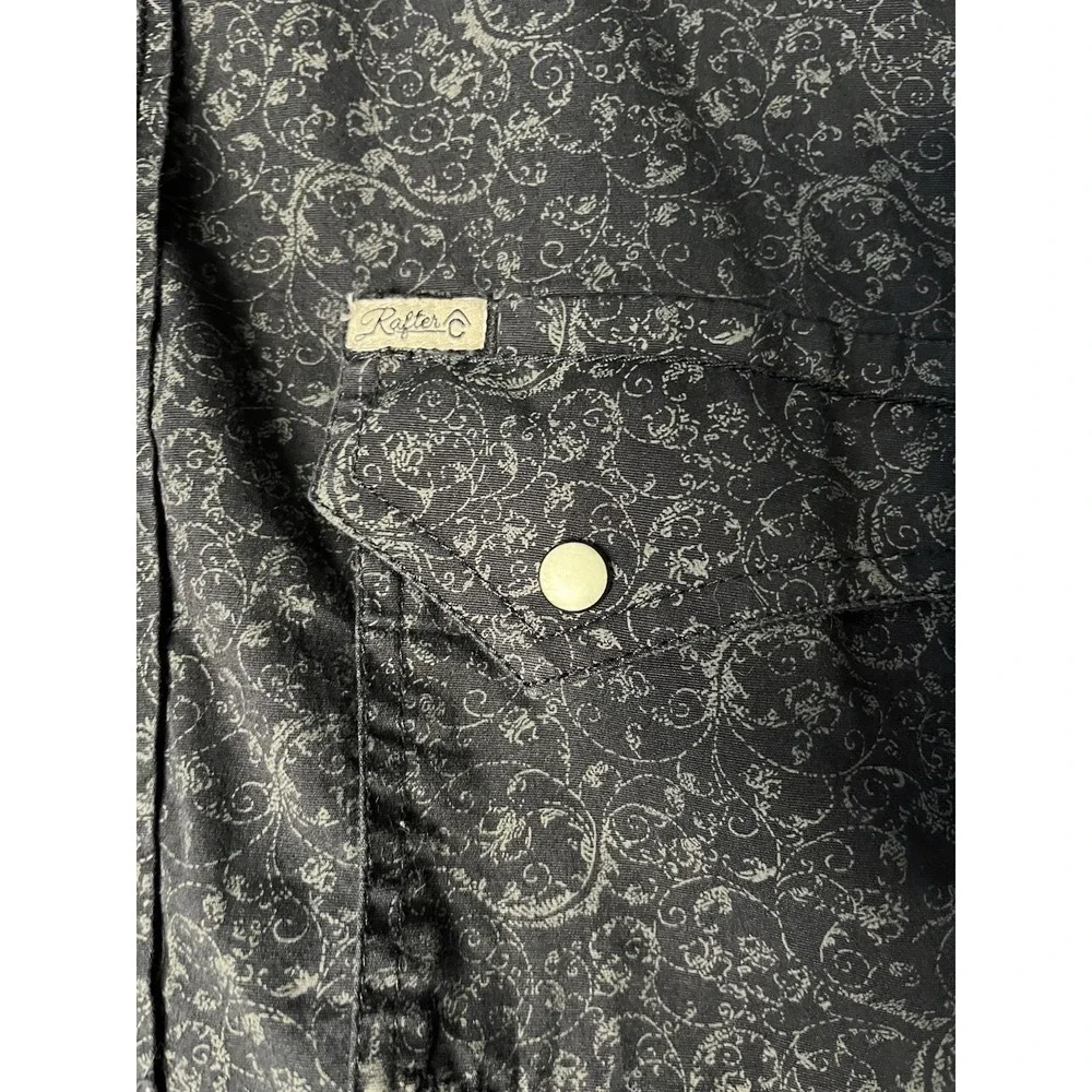 Rafter C Cowboy Collection Pearl Snap Shirt Men's Large Paisley Western Long Slv - Picture 2 of 9